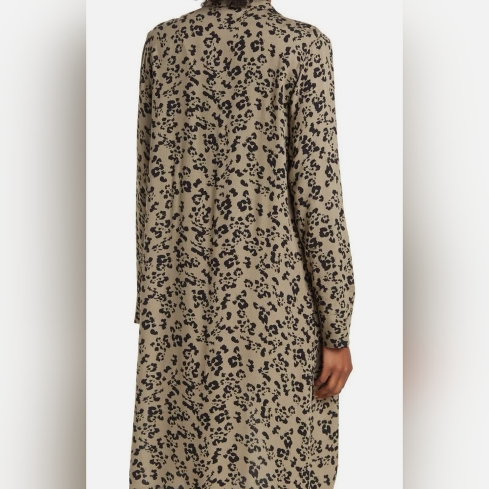 Philosophy 100% Rayon Olive Leopard Long Cardigan Size Large - Picture 2 of 5